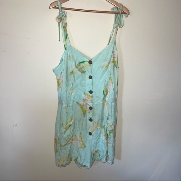 Lauren Conrad Mint Tropical Banana Romper Lined with Shoulder Ties Size XXL - Picture 11 of 14